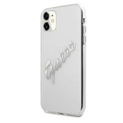 Guess Vintage Script Silver Back Cover Σιλικόνης Διάφανο iPhone 11