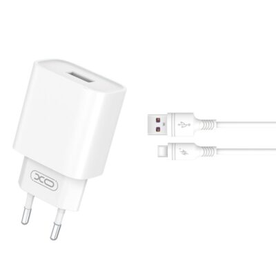 XO wall charger CE02D QC 3.0 18W 1x USB white + USB-C cable