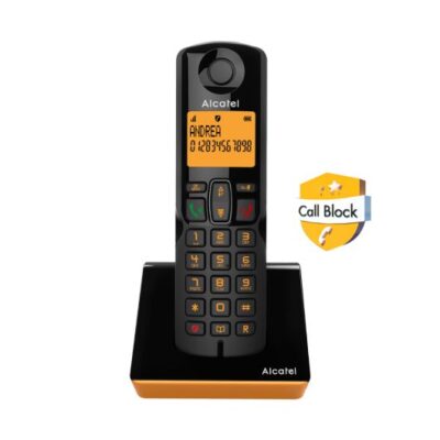 Ασύρματο τηλέφωνο ALCATEL με δυνατότητα αποκλεισμού κλήσεων S280 EWE μαύρο/πορτοκαλί