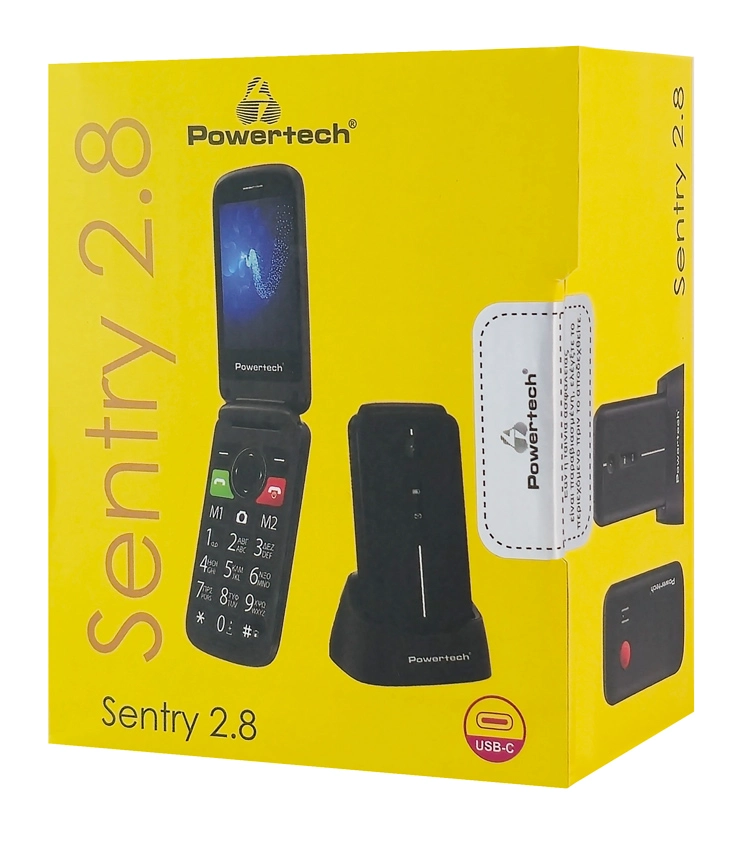 POWERTECH κινητό τηλέφωνο Sentry 2.8, 2.8″, dual SIM, πλήκτρο SOS, μαύρο