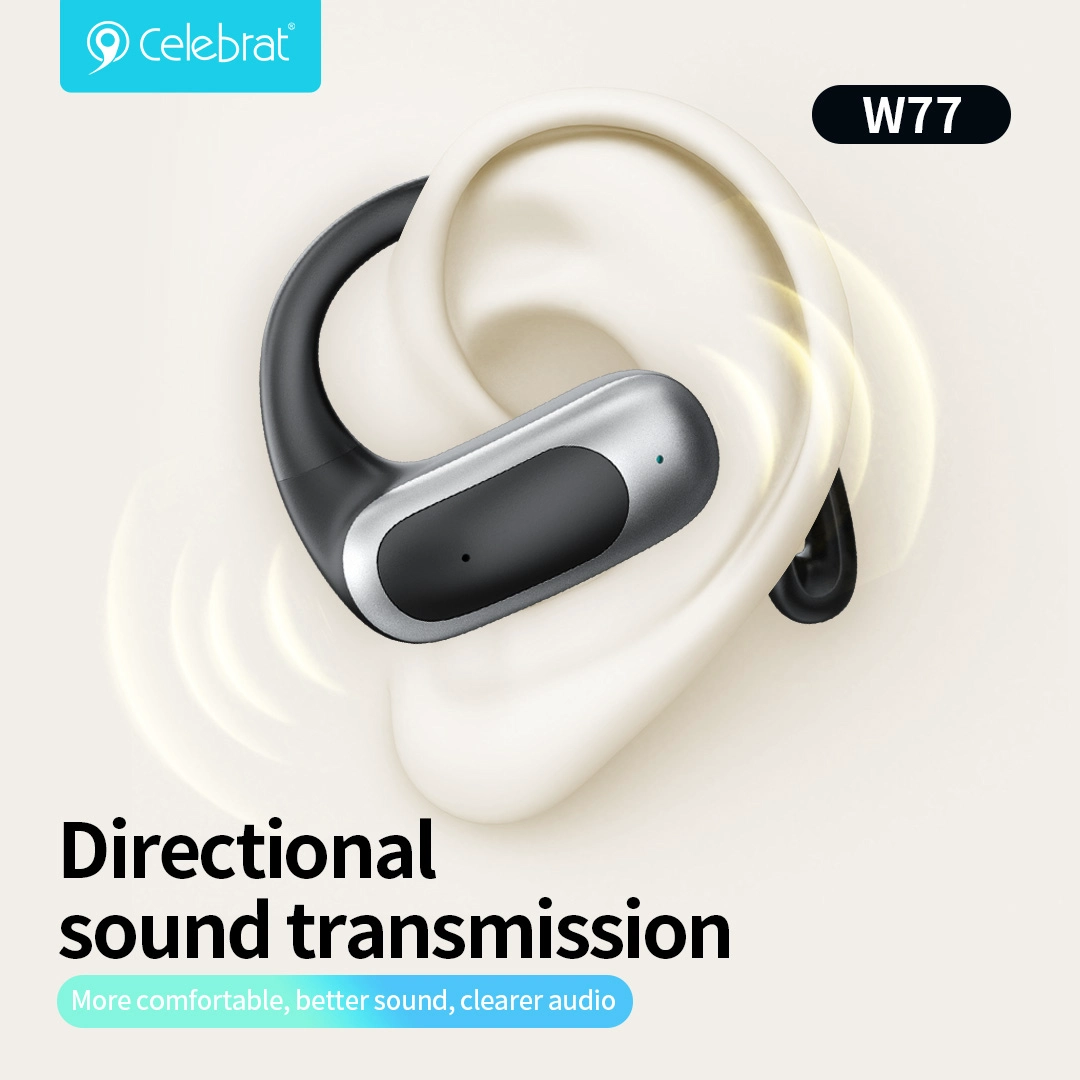 CELEBRAT earphones με θήκη φόρτισης W77, OWS, 12mm, 40/400mAh, μαύρα - Image 2