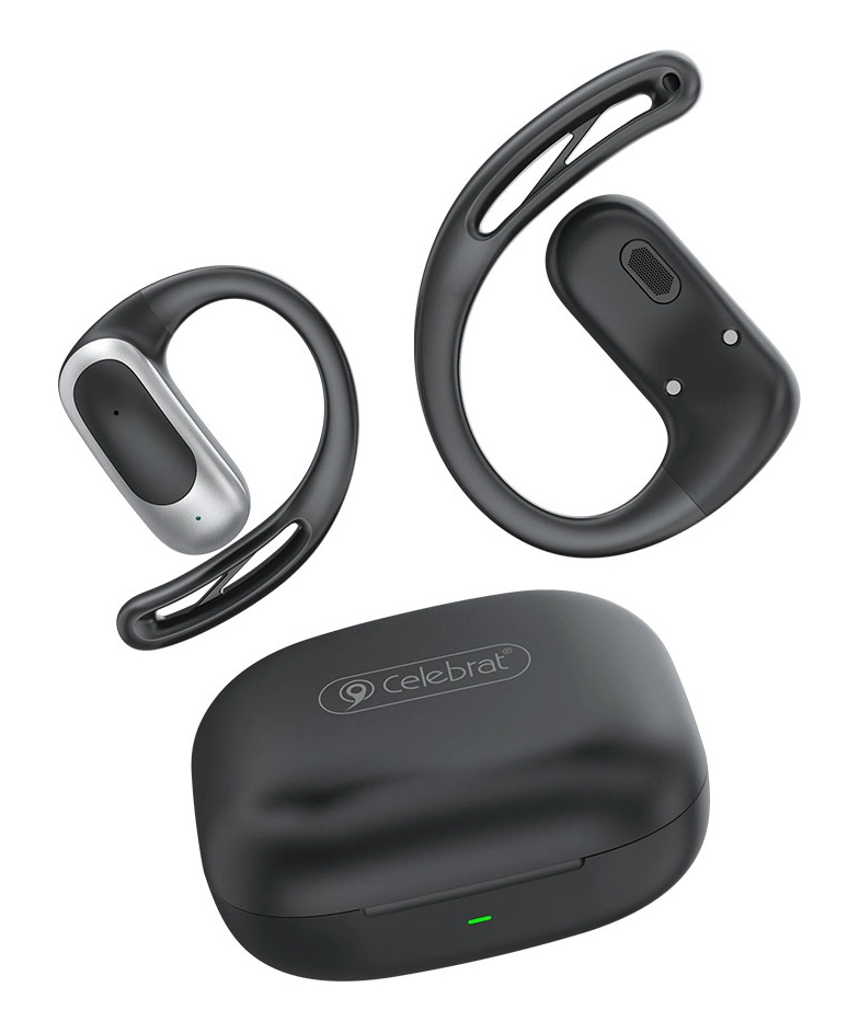 CELEBRAT earphones με θήκη φόρτισης W77, OWS, 12mm, 40/400mAh, μαύρα